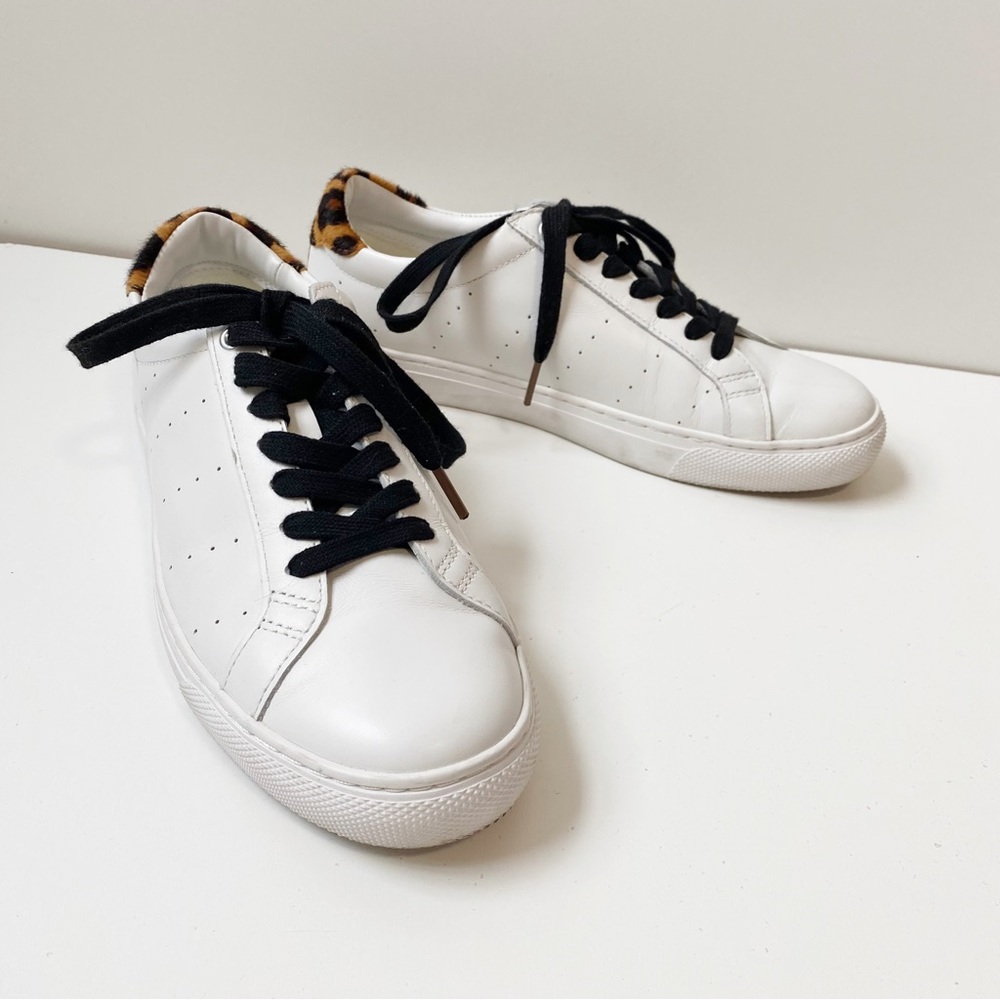 J. CREW Saturday Sneakers With Leopard Calf Hair L7197 Size 8 Shoes, stylish.